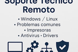 brindare soporte tecnico remoto en español para pcs windows y linux y redes