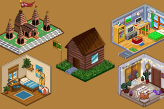 isometric pixel game art retro pixel art 2d game asset sprite sheet, environment