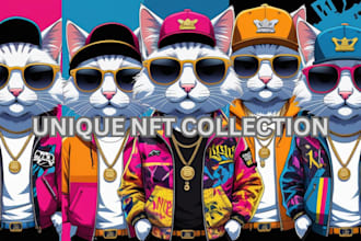create nft art collection or meme art in 2d cartoon or anime style