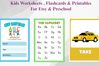 design printable flashcards and worksheets for kids learning