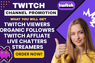 organic twitch promotion, twitch channel with active viewers, chatters and fans