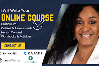 write complete online course creation, course development for course content
