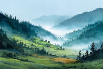 draw a watercolor landscape illustration