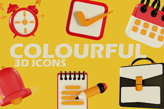 create colorful 3d icons for UI and graphic design
