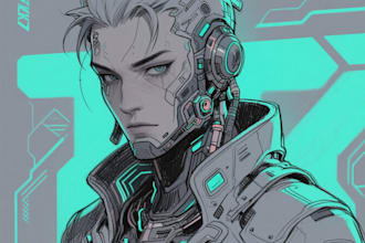 sketch of your character, sci fi fantasy, cyberpunk