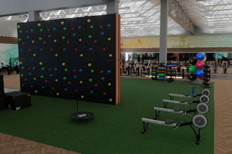 modern luxury 3d interior fitness center, gym, spa, training space, sport, pool