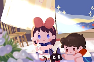 draw cute children book illustration