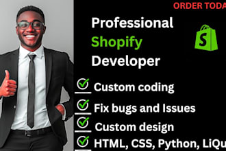 do shopify custom coding, troubleshoot and fix shopify bugs in 24 hours