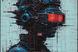 do album artwork cyberpunk brutalism glitch art