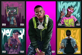 design a unique cartoon album cover, mixtape or single cover