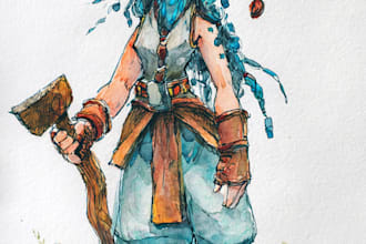 make a digital watercolor ffxiv character art or furry