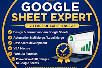 design excel spreadsheets google sheets automation and dashboard