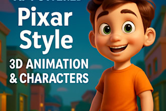 create advanced ai disney pixar style 3d cartoon characters and animations