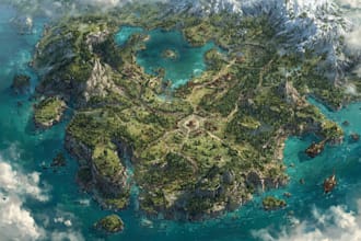 create a beautiful fantasy map for dnd campaign in 4k for you