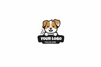 make a mascot logo featuring a cute dog with expression