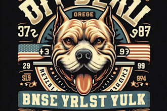 design high quality vintage pitbull logo with t shirt design