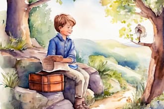 digital watercolor children book illustration