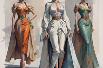 make a fashion illustration, portrait