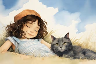 children story book illustration watercolor