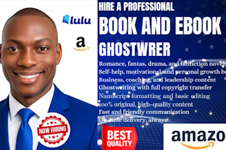 be your professional ebook ghostwriter for amazon KDP book writer fiction writer