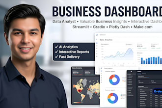 build a business dashboard or KPI app using streamlit, plotly, or gradio