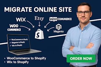migrate online site woocommerce magneto to shopify wix to shopify site migration