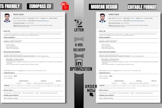 design europass CV ats resume cover letter linkedin SEO