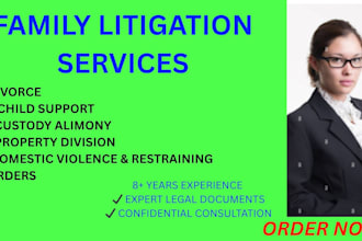 provide divorce settlement, child support, or family litigation services