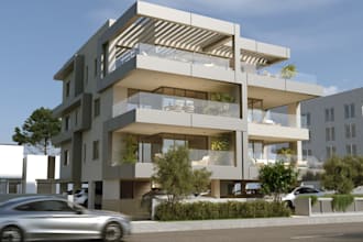 construct rent apartments, modern structure,estate building, courtyard landscape