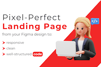 convert your figma design into responsive landing page, html, css, js