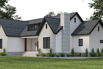 courtyard exterior design,modern house roof, doorstep,environment render, pillar