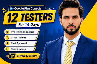 provide 12 testers or 20 testers for google play console closed testing of app