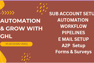 build ghl automations, a2p setup, funnels and website