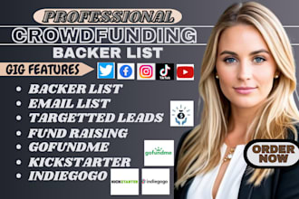generate active crowdfunding backers list for kickstarter indiegogo gofundme
