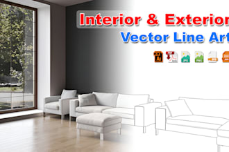 convert interior and exterior design images into line art