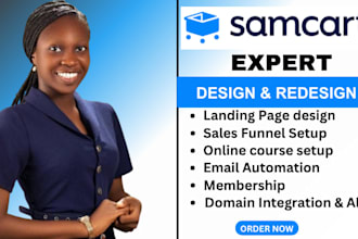 create samcart sales funnel, website samcart ai page, samcart landing page