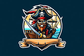 design amazing pirate ship logo with express delivery