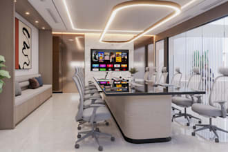 3d interior office 4k design rendering,2d to 3d building layout,commercial space