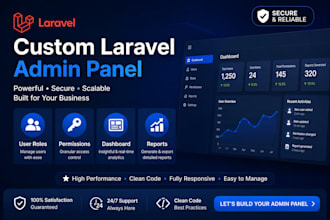 create or customize a laravel admin panel or dashboard