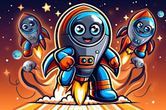 design super rocket mascot logo with source file in 12 hours