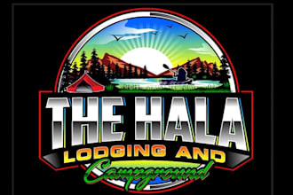 design modern colorful landing campground logo