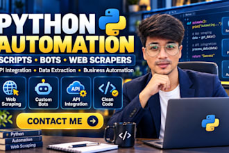 create powerful python automation scripts, bots and web scrapers for you