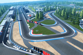 craft 3d race track,site map,render landscape,tarmac,field turf,cgi environment
