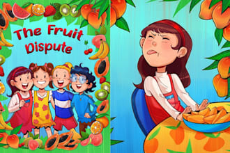 draw whimsical children storybook illustration and cover