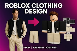 design custom roblox clothing, outfits and avatar fashion for your roblox game