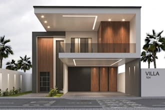 restyle modern villa exterior, house facade renderg,cgi interior,duplex remodel