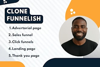 clone funnelish or clickfunnels landing page, sales funnel and advertorial page