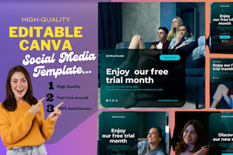 design editable canva social media and animated banner templates in 24h