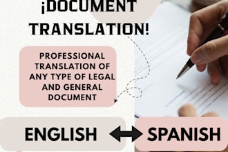traduciré cualquier documentos legal y general en inglés o español