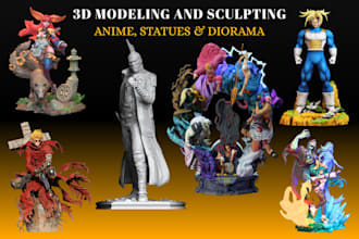 sculpt custom 3d anime figure action figure diorama 3d character for 3d printing